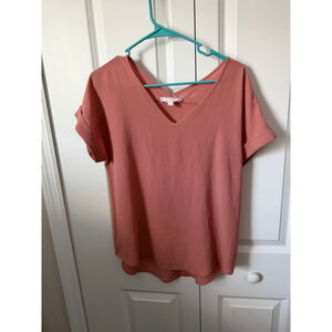 Pink Rose Coral Short Sleeve Tee M